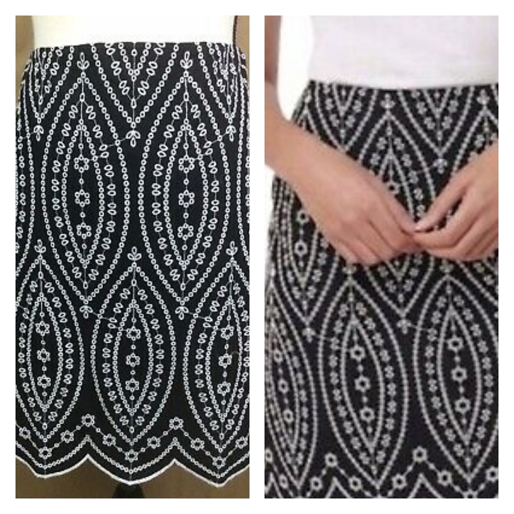 LOFT black cotton eyelet skirt